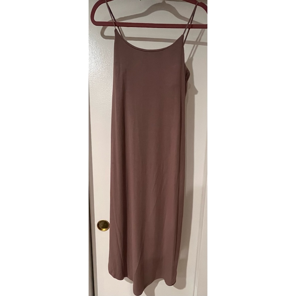 Mauve Ribbed Casual Dress